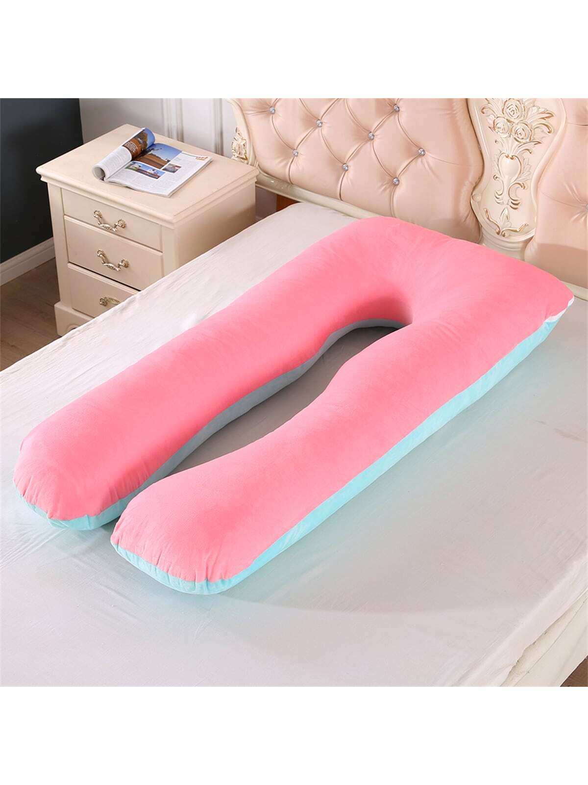 coussin de grossesse pour dormir couleur rose bleu