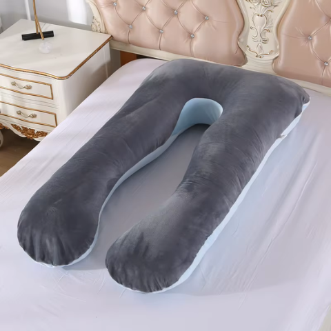 Coussin de grossesse pour dormir couleur bleu et gris