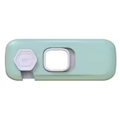 bloque porte bebe vert vue de face bouton rotatif fond blanc