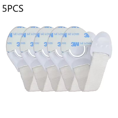 bloque porte blanc lot 5 pièces sangle bouton-pression fond blanc