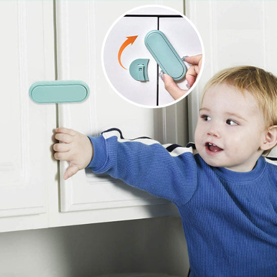 bloque porte verrou rotatif mécanisme pivot collage enfant bébé placard cuisine