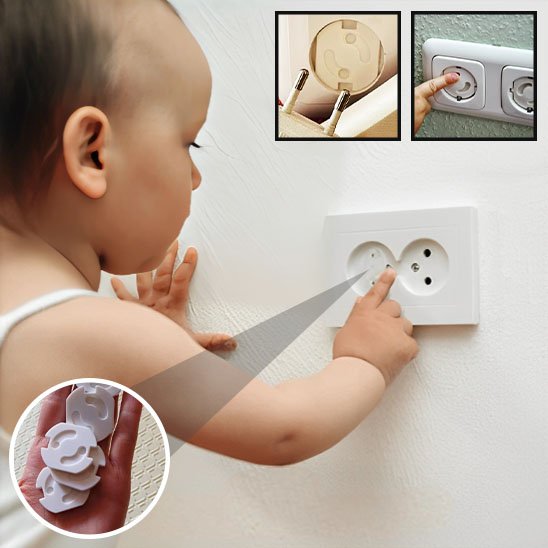 cache prise verrou rotatif blanc bébé essaie toucher prise double collage clé