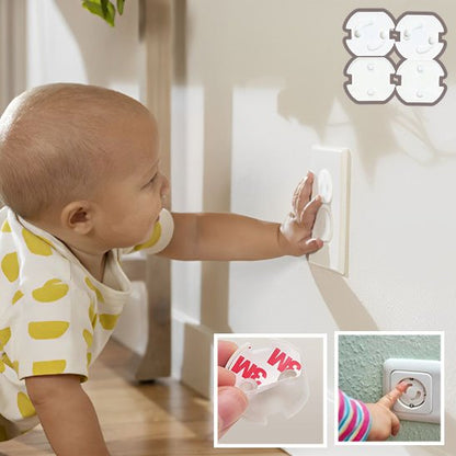 cache prise verrou rotatif blanc bébé pois jaunes touche prise collage lot