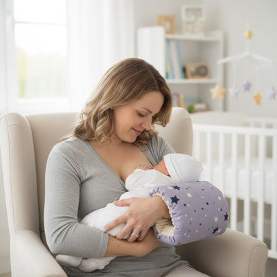 coussin allaitement bleu étoiles maman fauteuil chambre bébé allaite