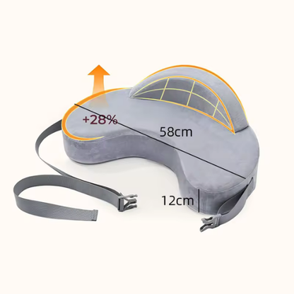 coussin allaitement gris dimensions 12cm hauteur 58cm largeur réglable sangle