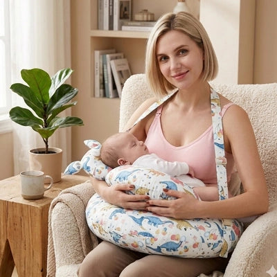 coussin allaitement motifs dinosaures maman blonde fauteuil allaite bébé sangles