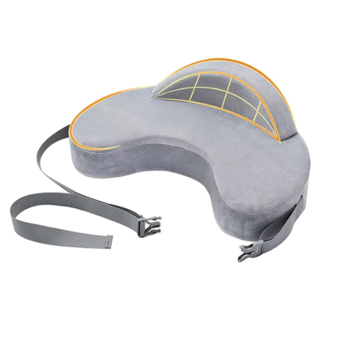 coussin d allaitement gris forme C sangle réglable vue seul