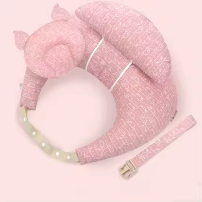 coussin d allaitement rose forme lune sangle cervicale vue ensemble