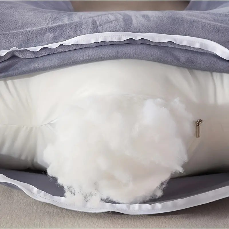 coussin de grossesse gris rembourrage polyester intérieur moelleux qualité