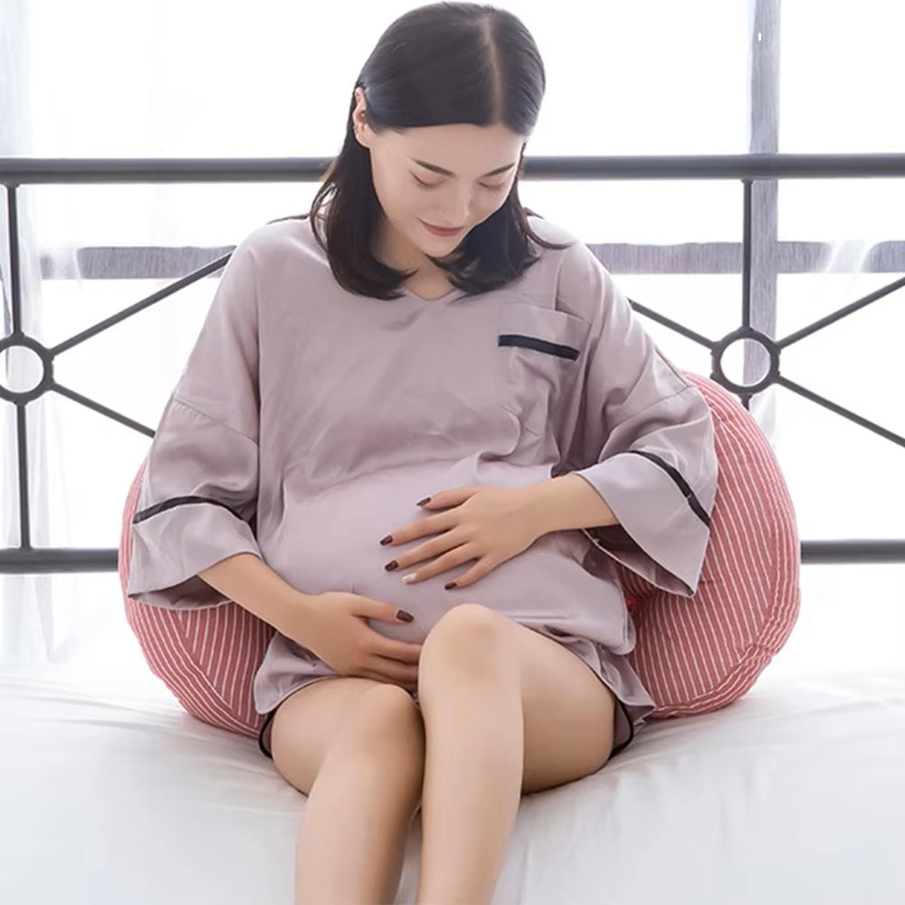 coussin de grossesse rose forme H vue de face ergonomique