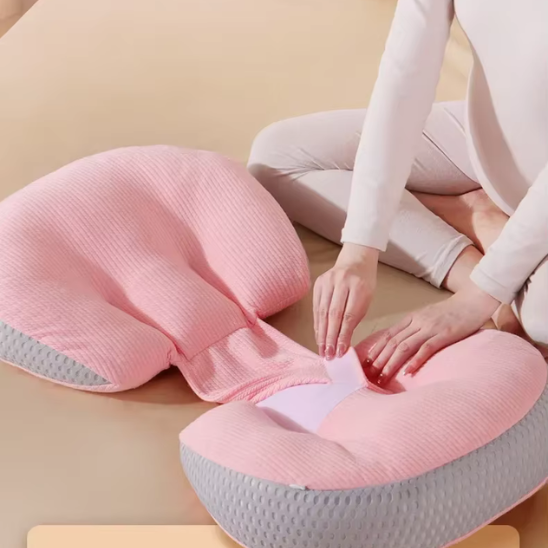coussin de maternité rose gris soutien ventre position latérale